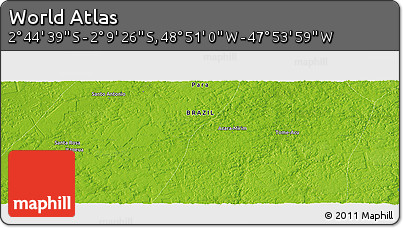 Physical Panoramic Map of the Area around 2° 27' 3" S, 48° 22' 30" W