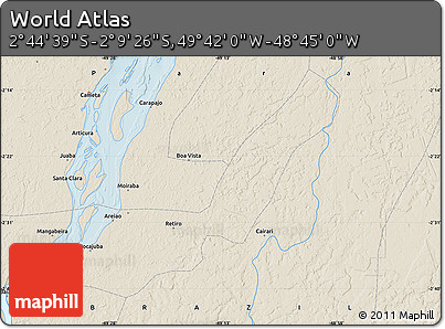 Shaded Relief Map of the Area around 2° 27' 3" S, 49° 13' 30" W