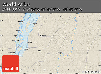 Shaded Relief Map of the Area around 2° 27' 3" S, 49° 13' 30" W