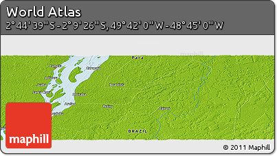 Physical Panoramic Map of the Area around 2° 27' 3" S, 49° 13' 30" W