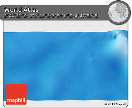 Shaded Relief 3D Map of the Area around 2° 27' 3" S, 4° 19' 30" E