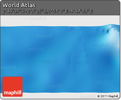 Shaded Relief 3D Map of the Area around 2° 27' 3" S, 4° 19' 30" E