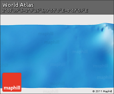 Shaded Relief 3D Map of the Area around 2° 27' 3" S, 4° 19' 30" E