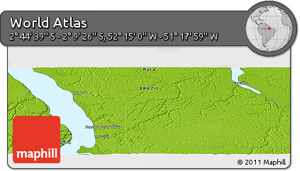 Physical Panoramic Map of the Area around 2° 27' 3" S, 51° 46' 29" W