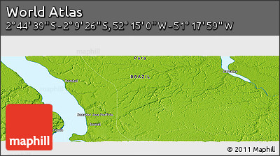 Physical Panoramic Map of the Area around 2° 27' 3" S, 51° 46' 29" W