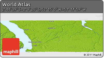 Physical Panoramic Map of the Area around 2° 27' 3" S, 51° 46' 29" W