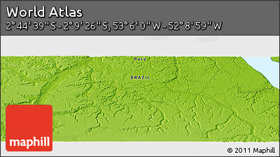Physical Panoramic Map of the Area around 2° 27' 3" S, 52° 37' 30" W