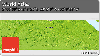 Physical Panoramic Map of the Area around 2° 27' 3" S, 52° 37' 30" W