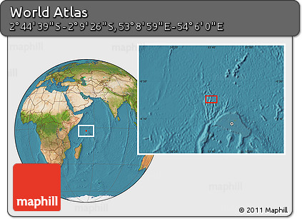 Satellite Location Map of the Area around 2° 27' 3" S, 53° 37' 30" E