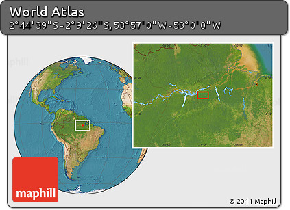 Satellite Location Map of the Area around 2° 27' 3" S, 53° 28' 30" W