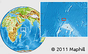 Physical Location Map of the area around 2° 27' 3" S, 54° 28' 30" E