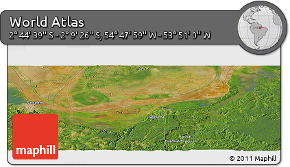 Satellite Panoramic Map of the Area around 2° 27' 3" S, 54° 19' 30" W