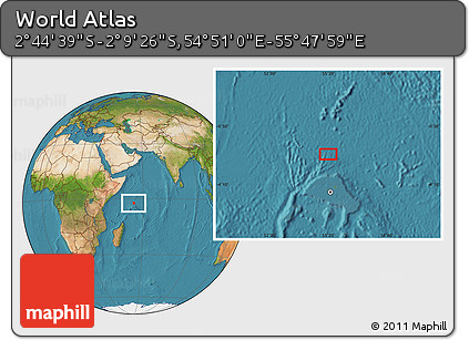 Satellite Location Map of the Area around 2° 27' 3" S, 55° 19' 30" E