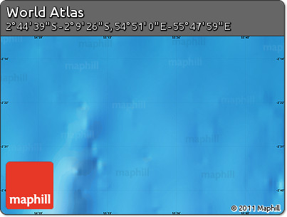 Physical Map of the Area around 2° 27' 3" S, 55° 19' 30" E