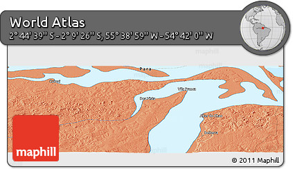 Political Panoramic Map of the Area around 2° 27' 3" S, 55° 10' 29" W