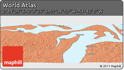 Political Panoramic Map of the Area around 2° 27' 3" S, 55° 10' 29" W
