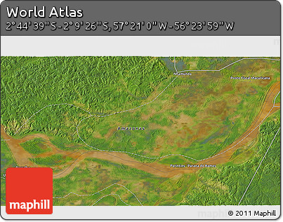 Satellite 3D Map of the Area around 2° 27' 3" S, 56° 52' 30" W