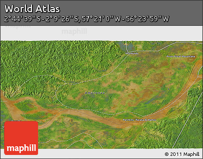 Satellite 3D Map of the Area around 2° 27' 3" S, 56° 52' 30" W