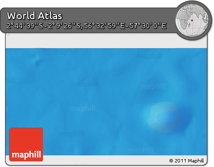 Shaded Relief 3D Map of the Area around 2° 27' 3" S, 57° 1' 29" E