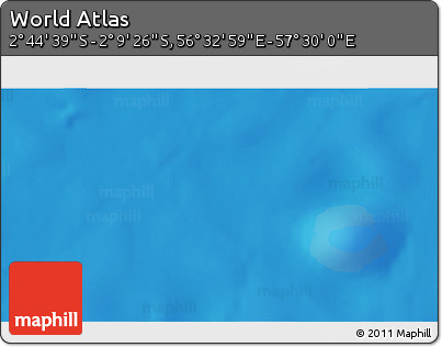 Shaded Relief 3D Map of the Area around 2° 27' 3" S, 57° 1' 29" E