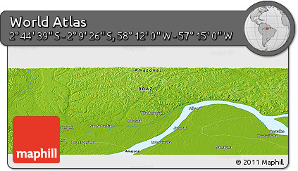 Physical Panoramic Map of the Area around 2° 27' 3" S, 57° 43' 30" W