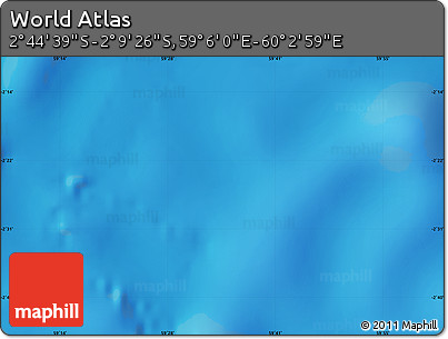 Physical Map of the Area around 2° 27' 3" S, 59° 34' 30" E