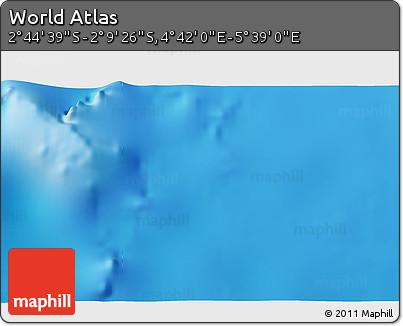 Physical 3D Map of the Area around 2° 27' 3" S, 5° 10' 30" E