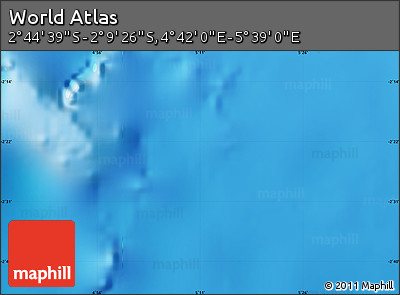 Physical Map of the Area around 2° 27' 3" S, 5° 10' 30" E