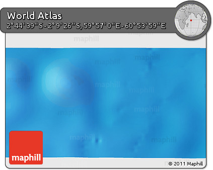 Shaded Relief 3D Map of the Area around 2° 27' 3" S, 60° 25' 29" E