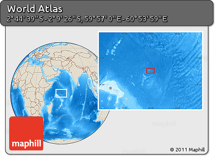 Shaded Relief Location Map of the Area around 2° 27' 3" S, 60° 25' 29" E