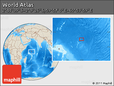 Shaded Relief Location Map of the Area around 2° 27' 3" S, 60° 25' 29" E