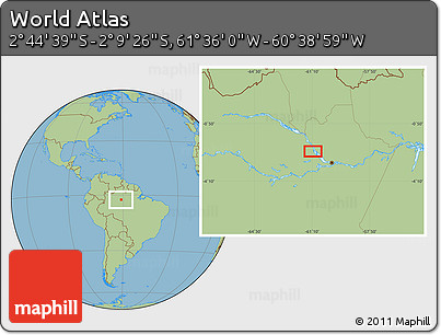 Savanna Style Location Map of the Area around 2° 27' 3" S, 61° 7' 30" W