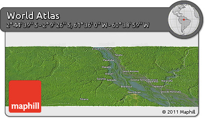 Satellite Panoramic Map of the Area around 2° 27' 3" S, 61° 7' 30" W