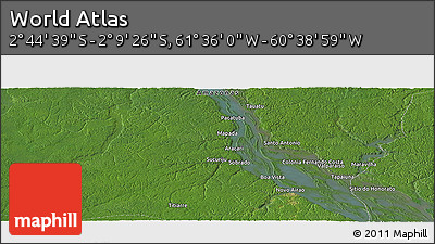 Satellite Panoramic Map of the Area around 2° 27' 3" S, 61° 7' 30" W