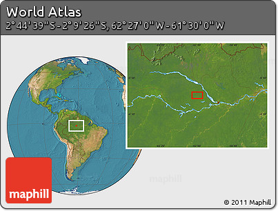 Satellite Location Map of the Area around 2° 27' 3" S, 61° 58' 30" W