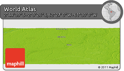 Physical Panoramic Map of the Area around 2° 27' 3" S, 61° 58' 30" W