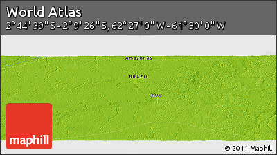 Physical Panoramic Map of the Area around 2° 27' 3" S, 61° 58' 30" W