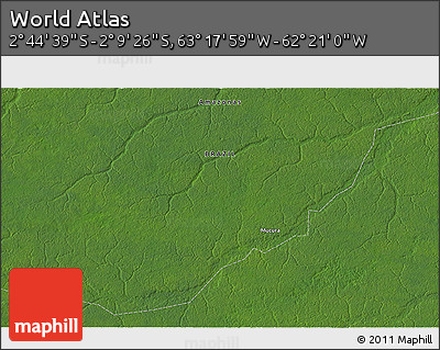 Satellite 3D Map of the Area around 2° 27' 3" S, 62° 49' 30" W