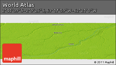Physical Panoramic Map of the Area around 2° 27' 3" S, 62° 49' 30" W