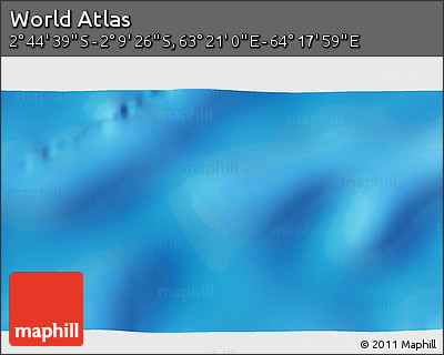Physical 3D Map of the Area around 2° 27' 3" S, 63° 49' 30" E