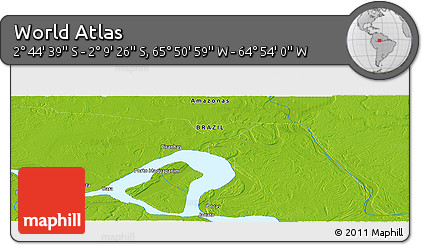 Physical Panoramic Map of the Area around 2° 27' 3" S, 65° 22' 30" W