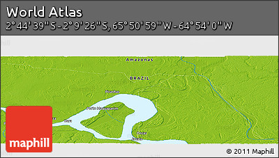 Physical Panoramic Map of the Area around 2° 27' 3" S, 65° 22' 30" W