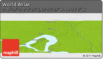 Physical Panoramic Map of the Area around 2° 27' 3" S, 65° 22' 30" W