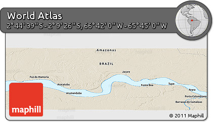 Shaded Relief Panoramic Map of the Area around 2° 27' 3" S, 66° 13' 29" W