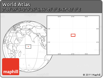 Blank Location Map of the Area around 2° 27' 3" S, 67° 13' 29" E