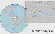Gray Location Map of the area around 2° 27' 3" S, 67° 55' 30" W, hill shading