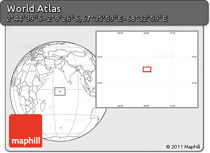 Blank Location Map of the Area around 2° 27' 3" S, 68° 4' 29" E
