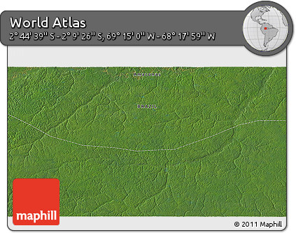 Satellite 3D Map of the Area around 2° 27' 3" S, 68° 46' 30" W