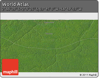 Satellite 3D Map of the Area around 2° 27' 3" S, 68° 46' 30" W