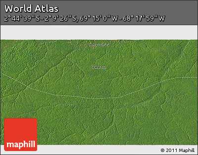 Satellite 3D Map of the Area around 2° 27' 3" S, 68° 46' 30" W